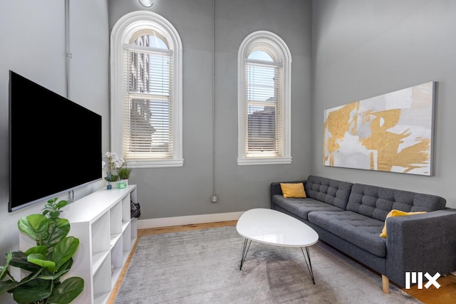 139 Pearl St NW, Grand Rapids, MI 49503 - living room featuring baseboards and light wood-style flooring