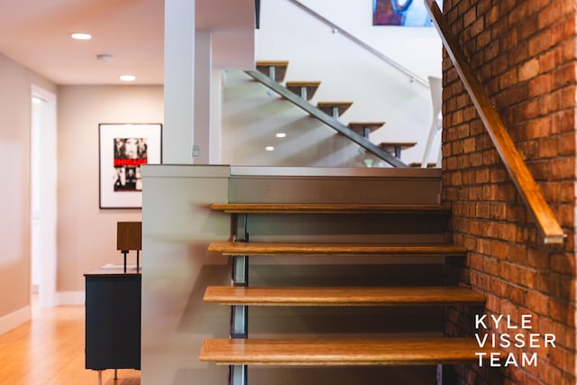 130 Robinwood Ave SE, Grand Rapids, MI 49506 - stairway with wood finished floors and recessed lighting