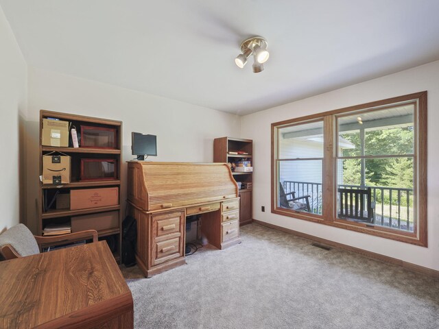 626 Skocelas Rd N, Manistee, MI 49660 - office area featuring light colored carpet and baseboards