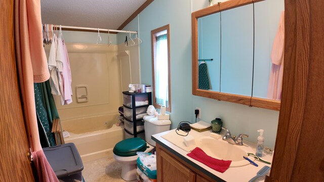 1410 Country View Ct NW, Sparta, MI 49345 - full bath with vanity, shower / tub combo, a textured ceiling, and plenty of natural light