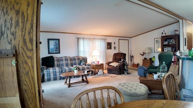 1410 Country View Ct NW, Sparta, MI 49345 - carpeted living area with crown molding and vaulted ceiling
