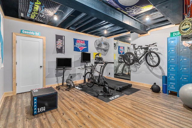 6217 S Trailwoods Dr, Ann Arbor, MI 48103 - exercise room with wood finished floors and baseboards