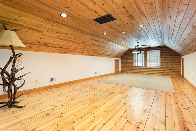 11463 Snowshoe Dr, Plainwell, MI 49080 - additional living space featuring light wood finished floors, wood ceiling, lofted ceiling, and recessed lighting