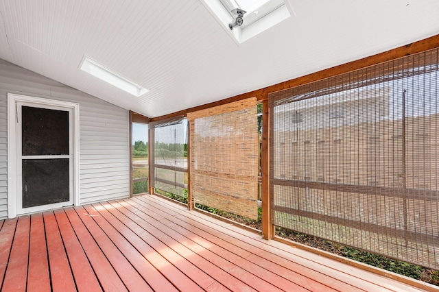 18165 Shamrock Blvd, Big Rapids, MI 49307 - unfurnished sunroom featuring a skylight and lofted ceiling