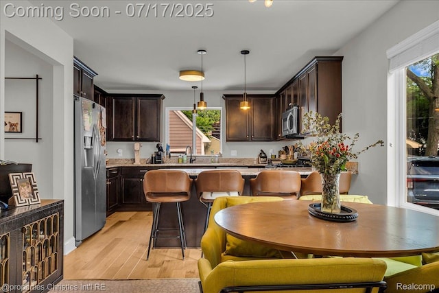 1305 Wyandotte Ave, Royal Oak, MI 48067 - kitchen featuring appliances with stainless steel finishes, dark brown cabinetry, and plenty of natural light