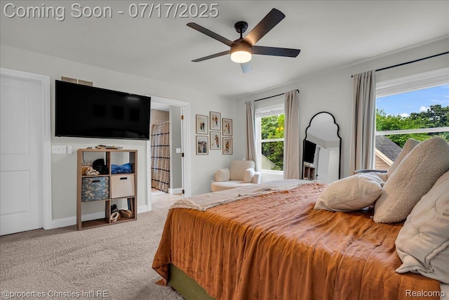 1305 Wyandotte Ave, Royal Oak, MI 48067 - carpeted bedroom with baseboards and a ceiling fan