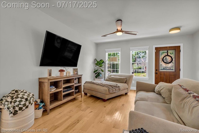 1305 Wyandotte Ave, Royal Oak, MI 48067 - living area with light wood finished floors and ceiling fan