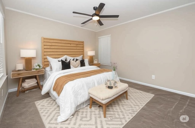 3216 E Morgan Creek Ct, Indiana, IN 46385 - bedroom with ornamental molding, carpet floors, and a ceiling fan