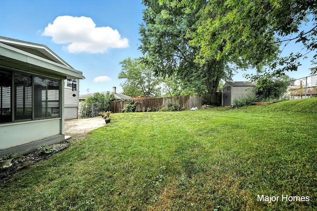 1435 Sweet St NE, Grand Rapids, MI 49505 - fenced backyard featuring a storage unit and a patio