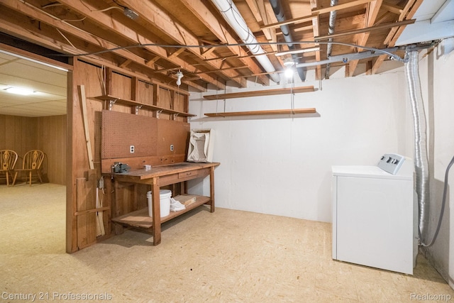 5959 Alan Dr # 56, Brighton, MI 48116 - unfinished basement with separate washer and dryer and a workshop area