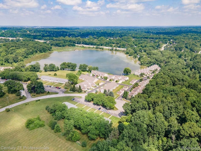 5959 Alan Dr # 56, Brighton, MI 48116 - aerial view of property and surrounding area with a nearby body of water and a forest