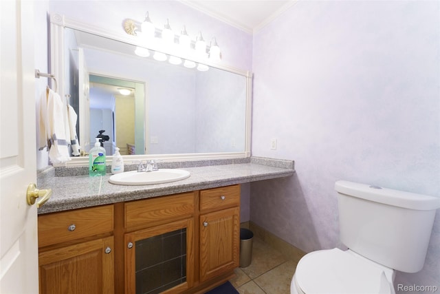 13381 Latheron Dr, Plymouth, MI 48170 - bathroom featuring vanity, tile patterned flooring, and ornamental molding