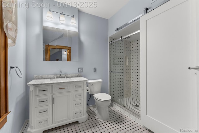830 S Brady Rd, Dearborn, MI 48124 - bathroom with a shower stall, vanity, and tile patterned flooring