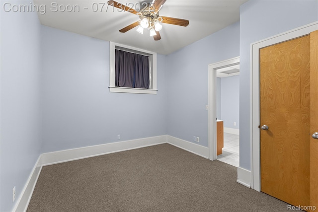 830 S Brady Rd, Dearborn, MI 48124 - unfurnished bedroom with dark carpet and ceiling fan