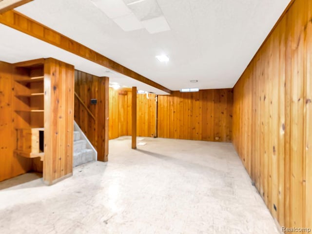 33855 Cherry Hill Rd, Westland, MI 48186 - finished below grade area with stairs and wooden walls