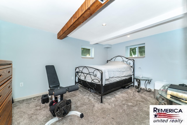 9420 Van Antwerp Rd, Brighton, MI 48116 - carpeted bedroom with beam ceiling and recessed lighting
