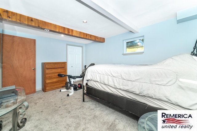 9420 Van Antwerp Rd, Brighton, MI 48116 - bedroom with carpet floors and beam ceiling