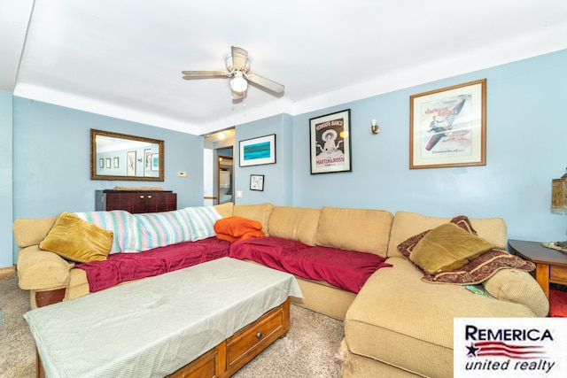 9420 Van Antwerp Rd, Brighton, MI 48116 - living area featuring light carpet and ceiling fan