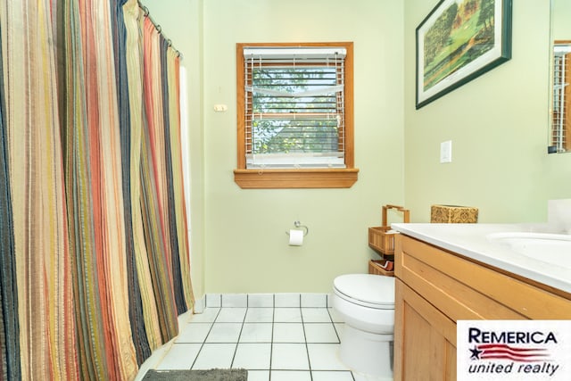 9420 Van Antwerp Rd, Brighton, MI 48116 - bathroom with vanity, tile patterned floors, and a shower with curtain
