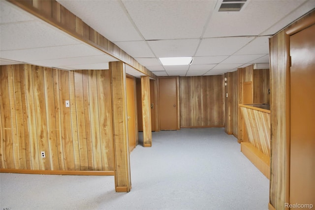 18951 Edinborough, Detroit, MI 48219 - finished basement with wood walls and a drop ceiling