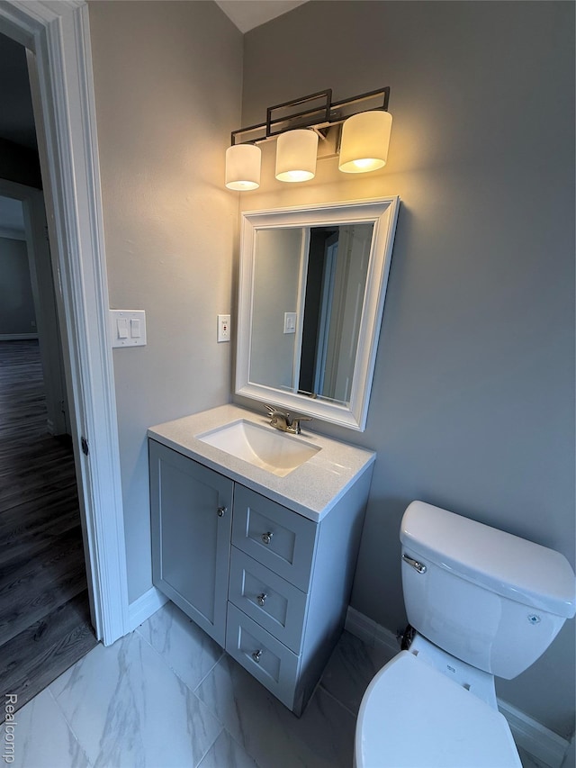 19612 Gaukler St, Saint Clair Shores, MI 48080 - half bath featuring vanity and marble finish floors
