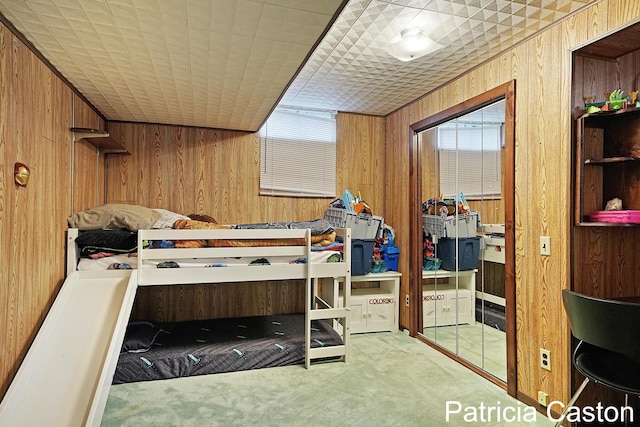 4707 Cannonsburg Rd NE, Belmont, MI 49306 - bedroom featuring carpet and wood walls