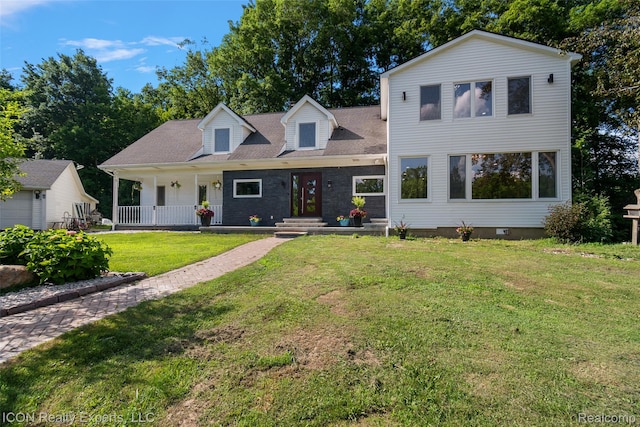 6727 Napier Rd, Plymouth, MI 48170 - view of front of property with a front yard, covered porch, and roof with shingles