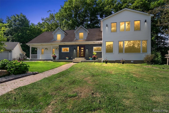 6727 Napier Rd, Plymouth, MI 48170 - view of front facade with a front lawn, covered porch, and crawl space