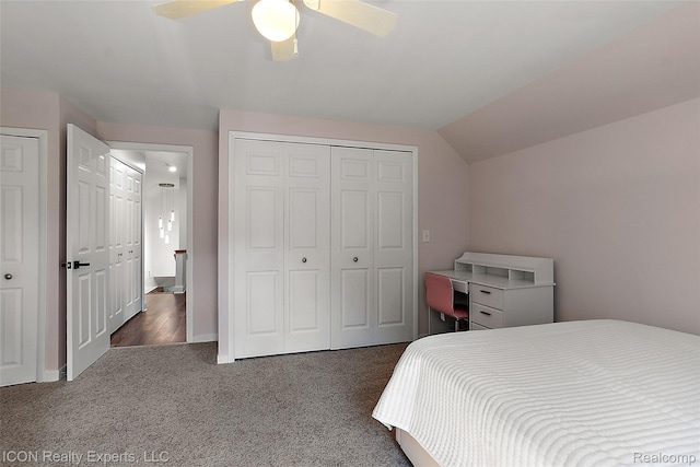 6727 Napier Rd, Plymouth, MI 48170 - carpeted bedroom with a ceiling fan and vaulted ceiling
