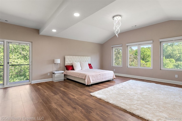 6727 Napier Rd, Plymouth, MI 48170 - bedroom with multiple windows, vaulted ceiling, wood finished floors, and recessed lighting