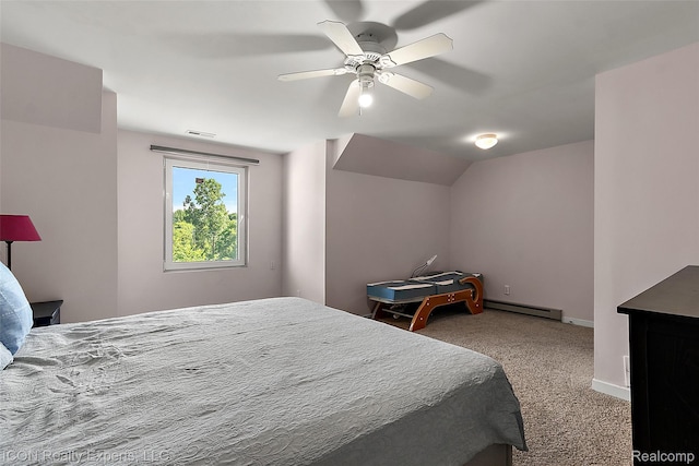 6727 Napier Rd, Plymouth, MI 48170 - bedroom with carpet floors, ceiling fan, and baseboard heating