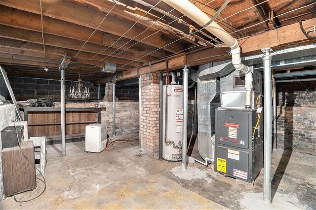 722 Conger St, South Haven, MI 49090 - unfinished below grade area featuring water heater and heating unit