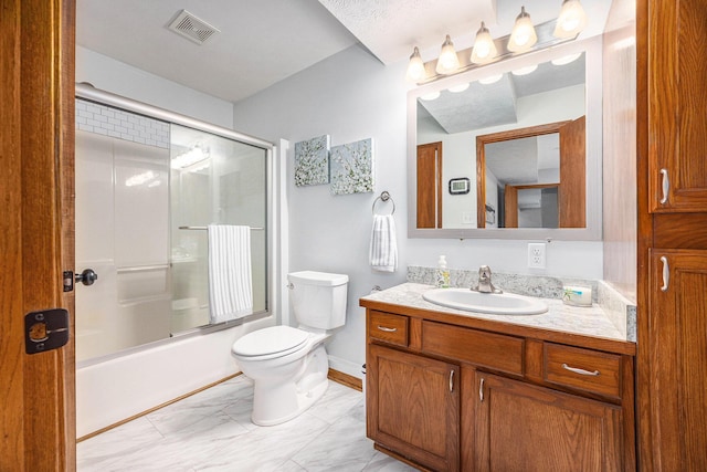 1527 Wiersma Dr, Zeeland, MI 49464 - full bath featuring vanity, bath / shower combo with glass door, and marble look tile flooring