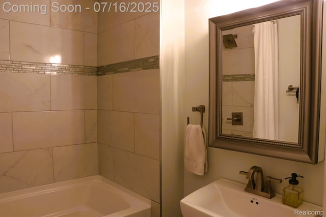 46877 W Ann Arbor Trl, Plymouth, MI 48170 - bathroom featuring a sink and shower / bath combo