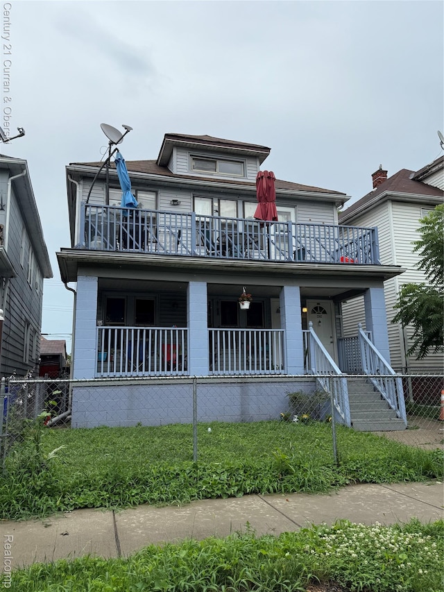 2364 N Green St, Detroit, MI 48209 - view of front of property with a balcony and covered porch
