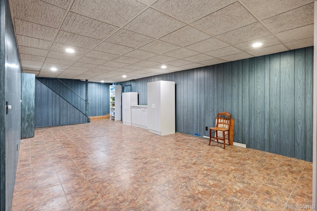 609 N Wickshire Ln, Durand, MI 48429 - finished basement featuring recessed lighting, wood walls, and a drop ceiling