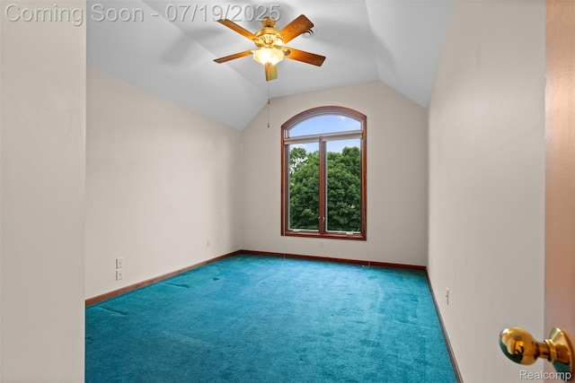 260 Forest Crest Dr, Commerce Twp, MI 48390 - carpeted empty room with a ceiling fan and vaulted ceiling