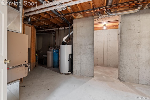260 Forest Crest Dr, Commerce Twp, MI 48390 - unfinished basement featuring gas water heater and a water softener
