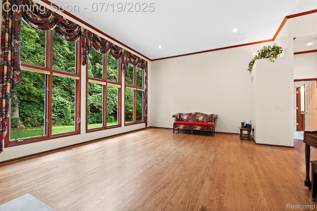 260 Forest Crest Dr, Commerce Twp, MI 48390 - living room featuring crown molding, light wood-style floors, and recessed lighting