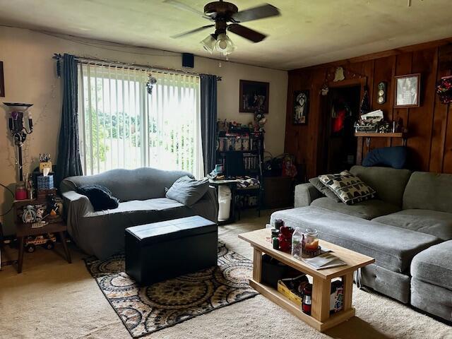 8210 E Pierce Rd, Hesperia, MI 49421 - living area with ceiling fan and carpet flooring