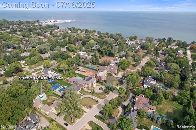 56 Oxford Rd, Grosse Pointe Shores, MI 48236 - aerial overview of property's location with a large body of water