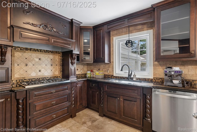 56 Oxford Rd, Grosse Pointe Shores, MI 48236 - kitchen featuring stainless steel appliances, dark countertops, and tasteful backsplash