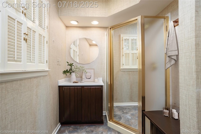 56 Oxford Rd, Grosse Pointe Shores, MI 48236 - bathroom with vanity and a stall shower