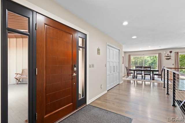 579 Budlong St, Adrian, MI 49221 - entryway featuring wood finished floors and recessed lighting
