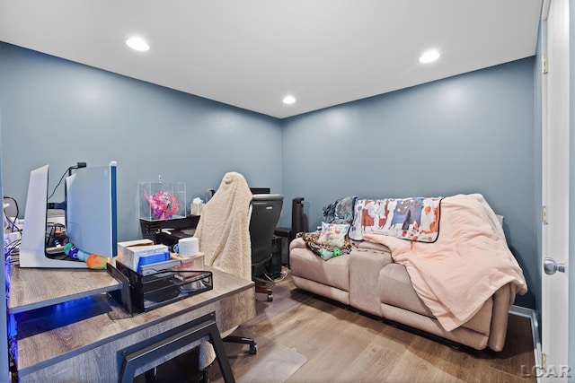 579 Budlong St, Adrian, MI 49221 - office area featuring wood finished floors and recessed lighting