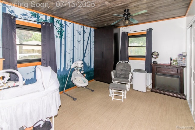 5758 N Parent St, Westland, MI 48185 - bedroom featuring multiple windows and wood ceiling