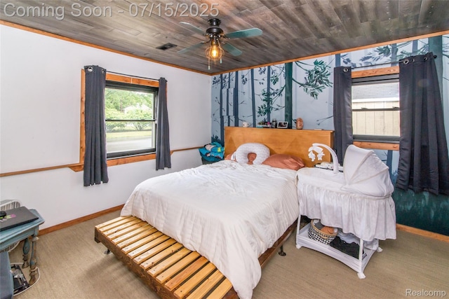 5758 N Parent St, Westland, MI 48185 - carpeted bedroom with crown molding and ceiling fan