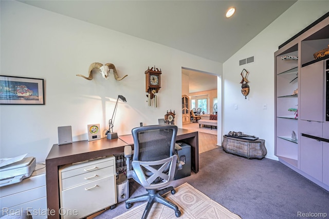 7071 Deerwood Trl Unit 28, West Bloomfield, MI 48323 - home office featuring vaulted ceiling and carpet floors