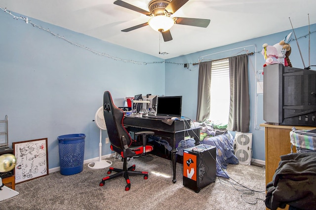 7269 Wellington Ln, Ypsilanti, MI 48197 - carpeted office featuring a ceiling fan and baseboards