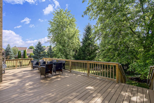 7269 Wellington Ln, Ypsilanti, MI 48197 - wooden deck featuring an outdoor hangout area